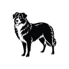 Silhouette of eager Australian shepherd dog vector clipart design