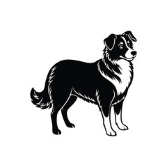 Silhouette of fast Australian shepherd dog vector clipart design