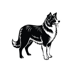Silhouette of calm Australian shepherd dog vector clipart design