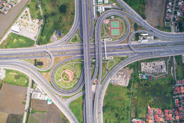 Expressway cross road aerial view day time