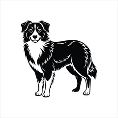 Silhouette of happy Australian shepherd dog vector clipart design