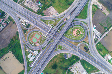 Expressway cross road aerial view day time