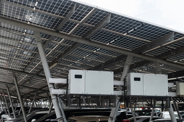Solar panel installed in car parking lot array of control inverter unit
