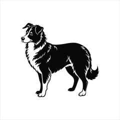 Silhouette of active Australian shepherd dog vector clipart design