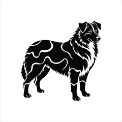 Silhouette of smiling Australian shepherd dog vector clipart design