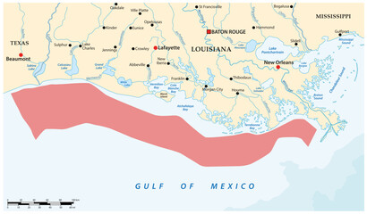Map of the dead zone in the Gulf of Mexico