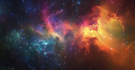 Obraz premium Vibrant Cosmic Nebula: A Glimpse into the Colorful Depths of Space
