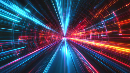 Fototapeta premium Future speed tunnel with flashing lights
