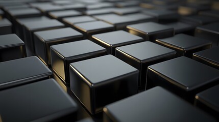 Obraz premium Abstract Black and Gold Cubes Pattern