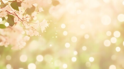 Obraz premium Abstract Bokeh Background with Soft Focus Blurred White Flowers and Green Leaves