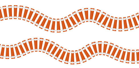 Curve wavy wooden track rail train collection flat illustration clipart  © DimsArt