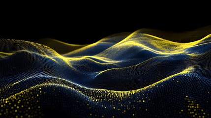 Obraz premium Abstract Yellow and Blue Wavy Background with Bokeh Lights