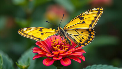 Obraz premium A butterfly is sitting on a flower