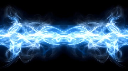 Obraz premium Abstract Blue Smoke Waves on Black Background