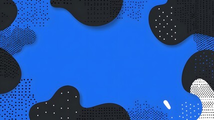 Abstract Blue Black White Polka Dot Background