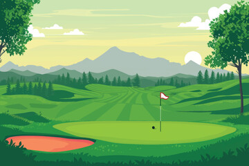 Obraz premium rawpixel_office_52_vector_illustration_of_a_golf_course_clipart_fc0c8b36-9603-4cad-ad67-b4d581a909b8-j
