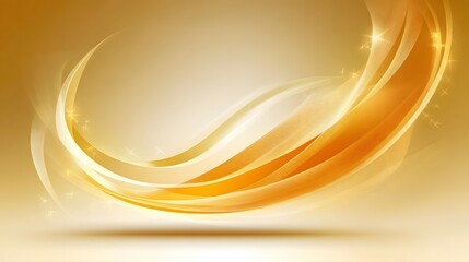 Abstract Golden Waves Background with Sparkles