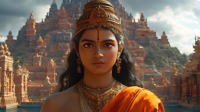 Lord Rama Breaks Shiva s Mighty Bow in the Court of King Janaka 3D Cartoon