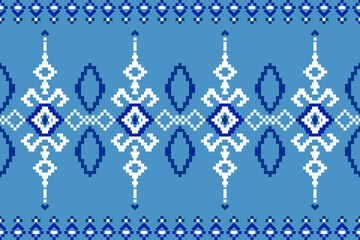 Evil Eye seamless pixel pattern color blue tone, Design for fabric, Clothes, Curtain, Carpet, Scarf, Wallpaper, Background and Vector illustration