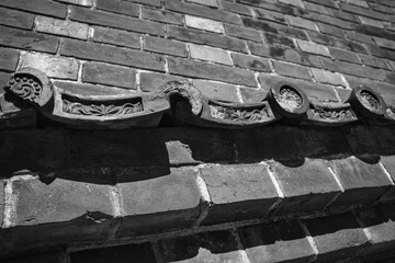 瓦,屋根,古い, 建築, 時計, ビル, あばたのある, ステーション, 壁, ビンテージ, 通り, 青, 古代の, 空, アンティーク