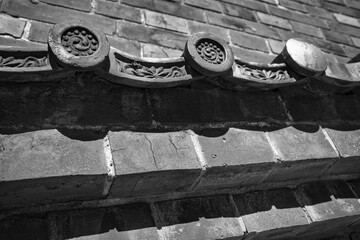 瓦,屋根,古い, 建築, 時計, ビル, あばたのある, ステーション, 壁, ビンテージ, 通り, 青, 古代の, 空, アンティーク