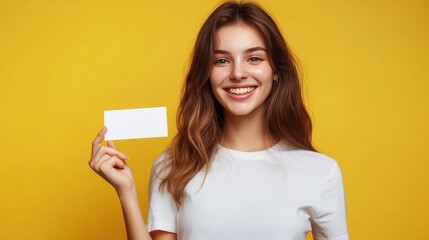 Smiling woman, happiness card concept