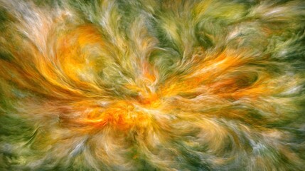 Obraz premium Abstract Swirling Colors in Green Yellow and Orange
