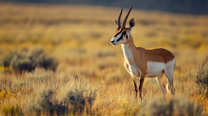Fototapeta premium Pronghorn wander Wyoming, Yellowstone National Park