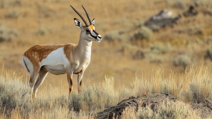 Fototapeta premium Pronghorns roam Wyoming's Yellowstone