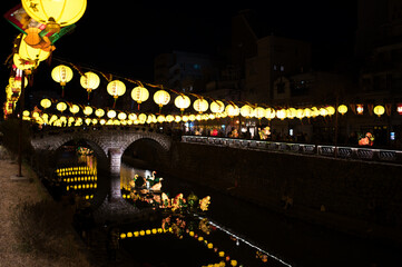 ランタン,長崎,夜景,川,祭り,建築,  橋, fra, 旅行, 建造, 観光