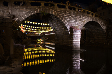 ランタン,長崎,夜景,川,祭り,建築,  橋, fra, 旅行, 建造, 観光