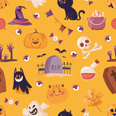 Fun Halloween Pumpkin Pattern vector
