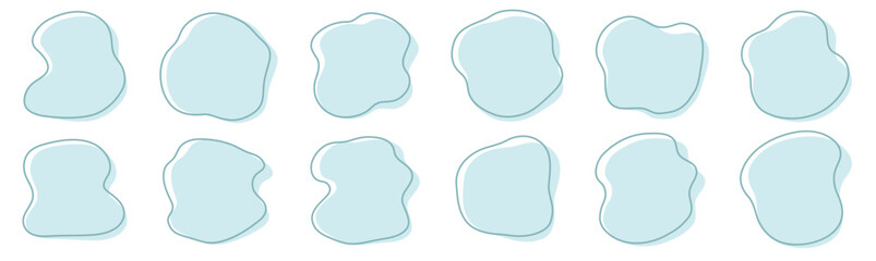Organic blob shapes vector design elements illustration set isolated elegant soft tosca teal color