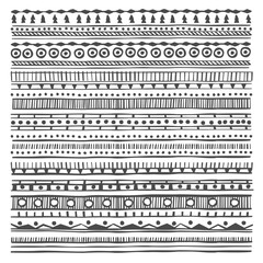 Hand drawn doodle borders, tribal dividers