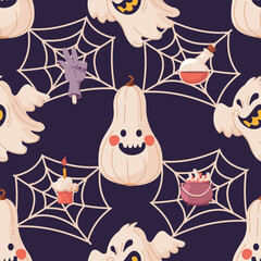 Halloween Ghost and Spider Web