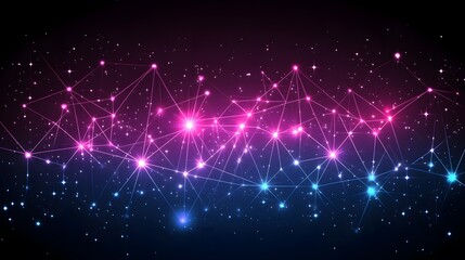 Obraz premium Abstract Glowing Network Background with Connected Lines and Stars