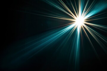Fototapeta premium Lens flare glow light effect on black. image of rays light effects, overlays or flare isolated on black background for design. lens flare light over black background , ai
