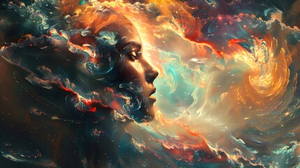 Cosmic Consciousness - Woman Embracing the Universe