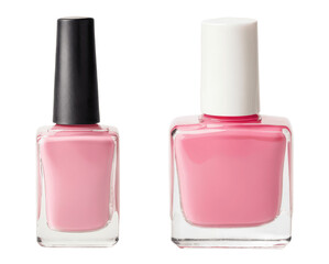 set of pink nail polish bottles isolated on transparent background