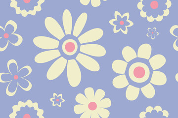 flower floral seamless repeat pattern. this is a blue pink off white flower vector illustration. Design for decorative, wallpaper, shirts, clothing, tablecloths, wrapping, texture, textile, fabric  