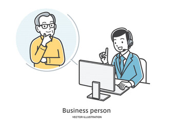 オンラインでアドバイザーに相談するシニアの男性