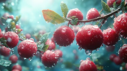 Surreal cranberry scene with imaginative, dreamlike elements and artistic vision.