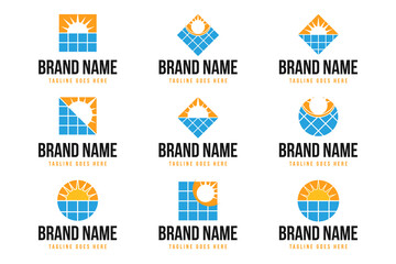 Panel solar energy logo design collection vector illustration template idea