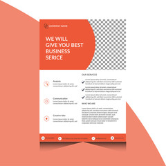 The corporate business flyer color is orange her size is A4  bundle of 4 templates of different colors a4 flyer template, modern business flyer template, abstract bus
