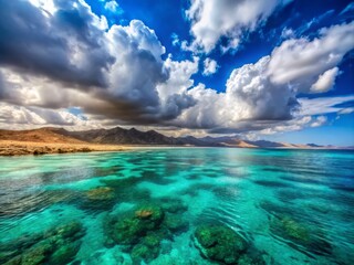 *Turquoise waters of the Red Sea glow on a cloudy afternoon