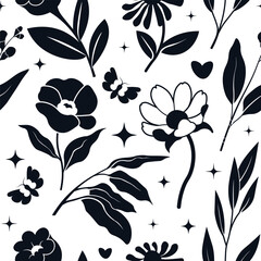 Bold Black White Floral Design