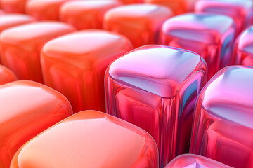 Fototapeta premium Abstract background of glossy pink cubes forming a pattern