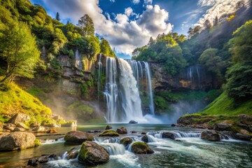 Obraz premium 8. Virgin Falls in the afternoon, where creativity meets adventure amidst majestic scenery