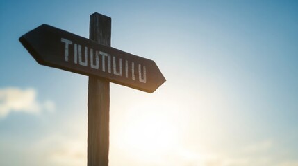 Motivational arrow signpost and Jesus's word.