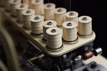 Naklejka premium Industrial Thread Spools on Sewing Machine